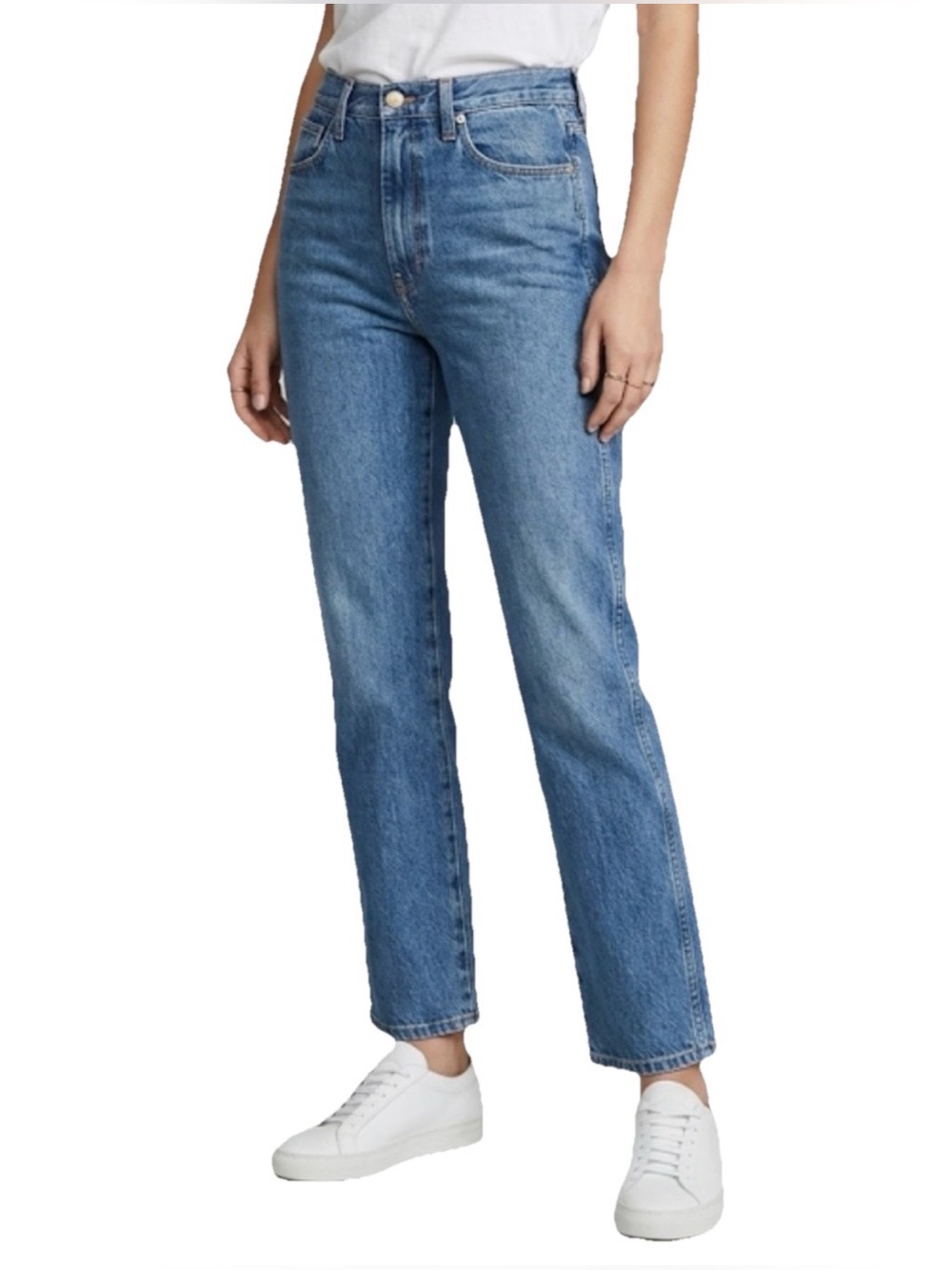 Frame Luna High Rise Straight Leg Denim Classic Mid Blue Cotton Women’s Size 24